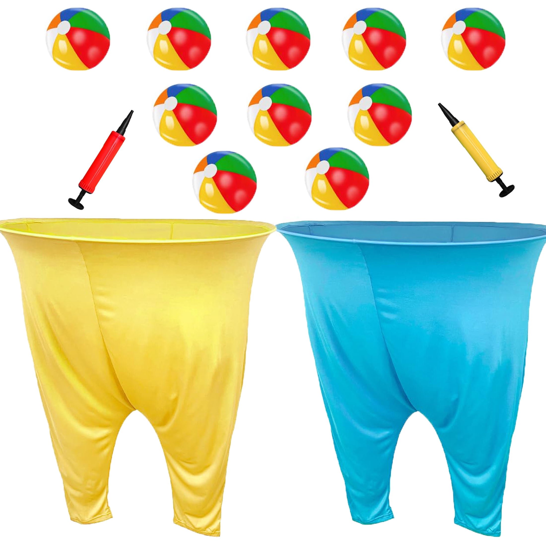 11 PCS Granny Pants Yard Game Set , 2 Oversized Pants with 8 Colorful Bouncy Balls & Air Pump, Outdoor Tossing Games for Family Easter Party, Carnival, Reunion & Backyard Fun