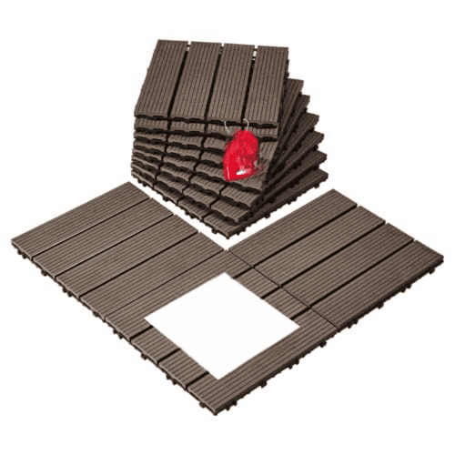 11 PCS Interlocking Deck Tiles, All-Weather & Waterproof Composite Outdoor Flooring, Easy Snap-in Installation for Patio, Balcony & Garden$$