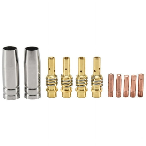 11 PCS MB15AK MIG Welder Consumable Accessory Welding Torch of Conical Nozzle Gas Nozzle Holder(0.6mm 0.8mm 1.0mm ),Silver&gold
