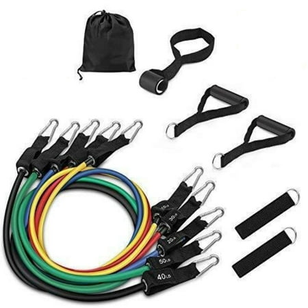 11 PCS Resistance Band Set Yoga Pilates Abs Exercise Fitness Tube Workout Bands