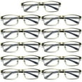 thumbnail image 1 of 11 PK Brass Metal Frame Mens Reading Glasses Spring Hinge Blue Light Blocking Readers +2.75, 1 of 6