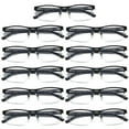 thumbnail image 1 of 11 PK Mens Reading Glasses Spring Hinge - Square Metal Half-Frame - Blue Light Blocker Readers +1.00, 1 of 6