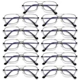 thumbnail image 1 of 11 PK Mens Retro Aviator Reading Glasses Metal Frame Blue Light Blocking Readers, 1 of 6