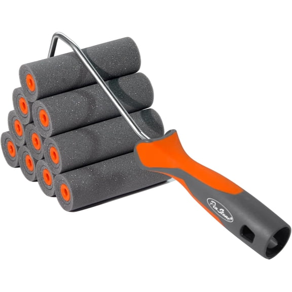 11 Pack 4" High Density Foam Paint Roller Kit for Smooth & Precision Finish | Special Caved-in Foam Rollers, Small Black Foam Mini Rollers for Painting Walls, Cabinets, Doors, Furniture, Trim