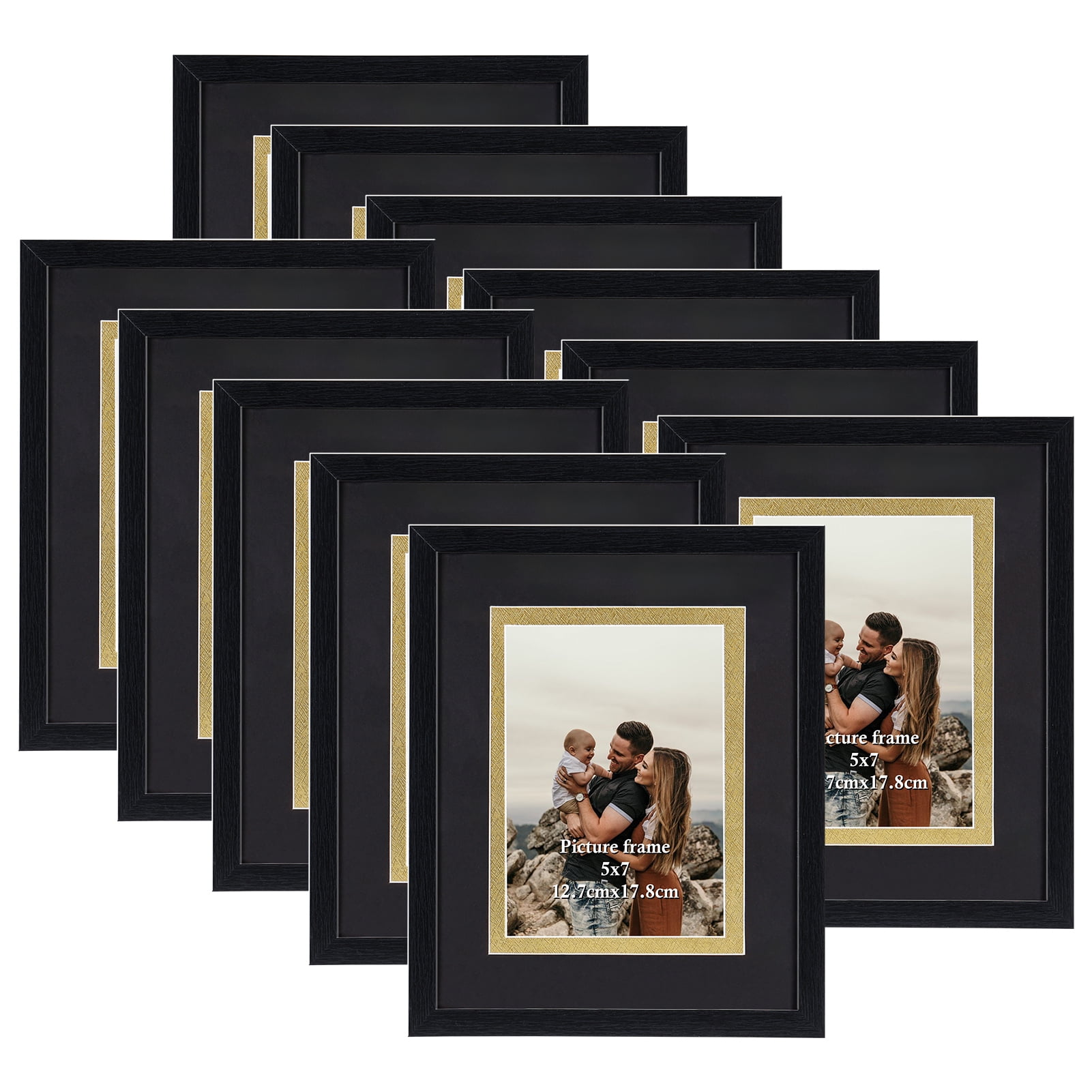 11 Pack 8x10 Picture Frames Matted to 5x7 Photo, Black 8 by 10 Picture