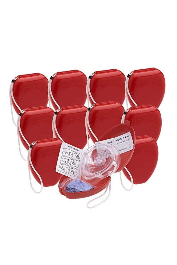CPR Rescue Mask Kit Pocket Resuscitator Adult/Child, OneWay Valve Face Shield, Hard Case, Gloves & Alcohol Pads, 11Pack