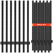 11 Pack Metal Fence Posts, 4 FT Garden Fence Post, T Post for Wire Fence, No Dig Steel U Post Fencing, Black Garden Stakes for Temporary Fencing, Electric Fence Wire, Corner Anchor