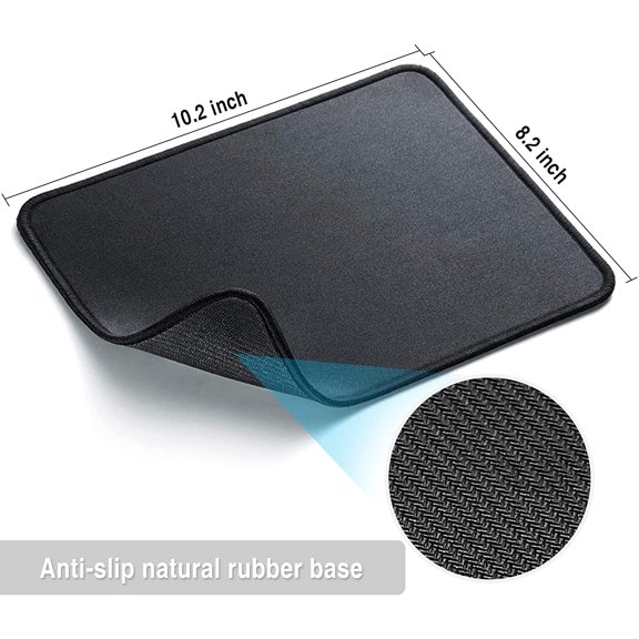 11 Pack Mouse Pad with Reinforced Stitching Edge, Washable Mousepad with Grippy Non-Slip Rubber Base, 0.12 Inch Thick Smooth Tracks Computer Mouse Pads Bulk for Desk, Black, 10.2x8.2 Inch