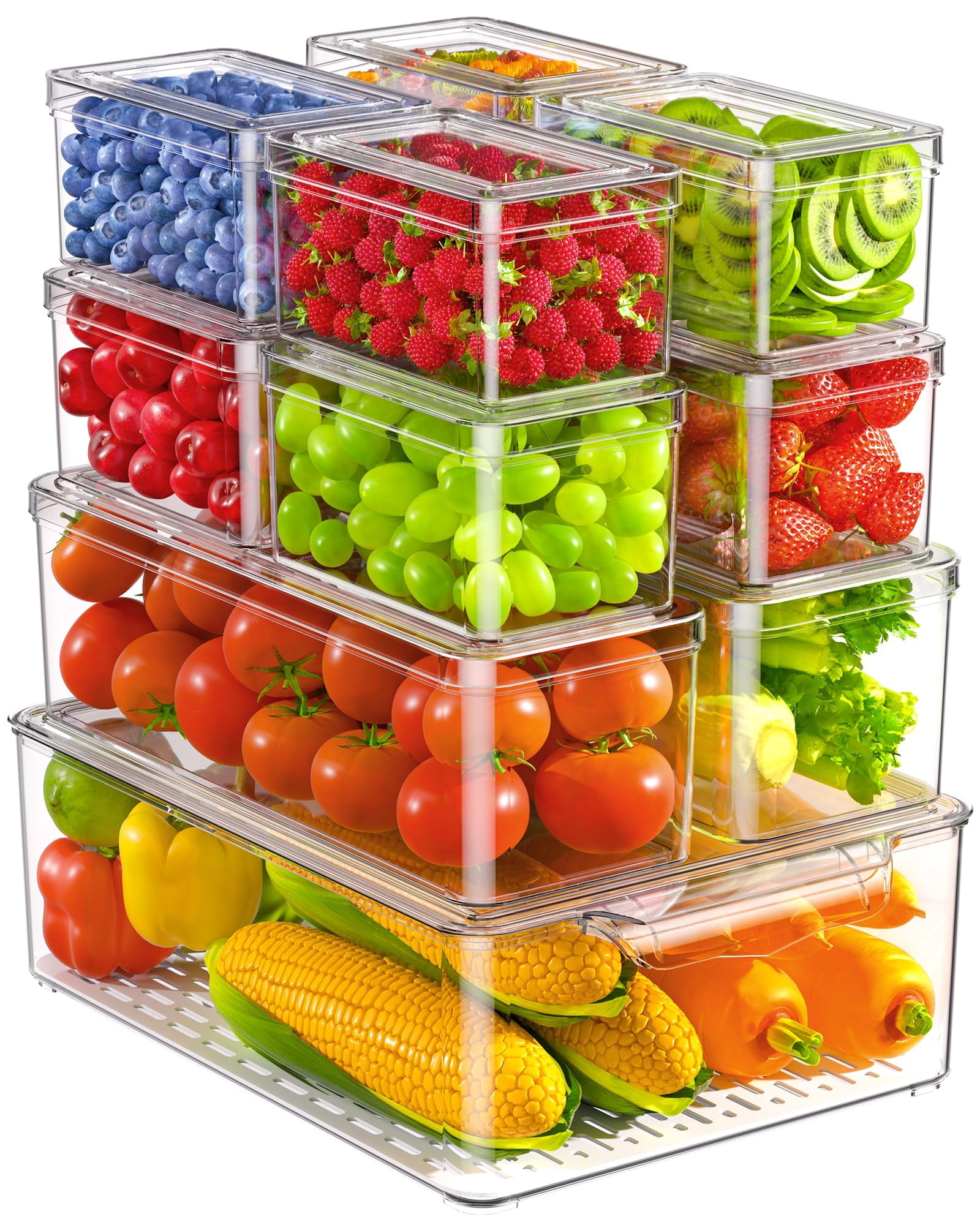 11 Pack Refrigerator Organizers And Storage  Stackable Fridge Organizer Bins Bpa-free Clear Plastic Fruit Containers For Kitchen Fruits Drinks Produce Vegetable