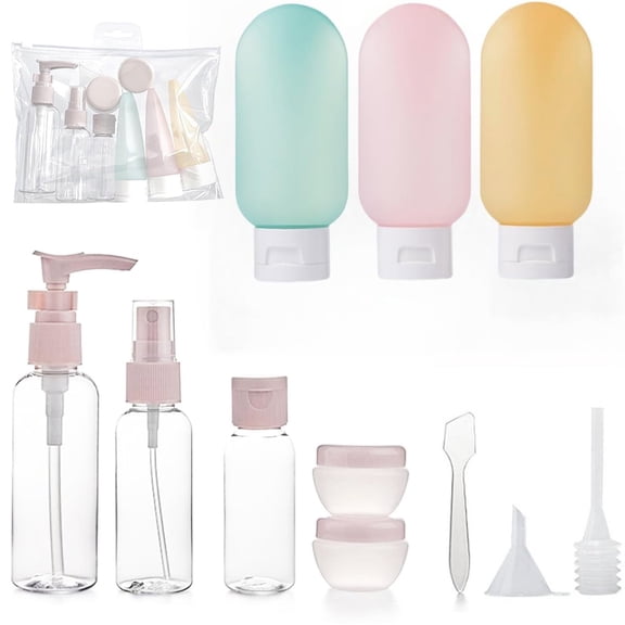 11 Pack Travel Bottles Set - TSA Approved Travel Size Leak Proof Plastic Squeezable Containers for Toiletries, Conditioner, Shampoo, Lotion & Body Wash Accessories, Travel Essentials for Women