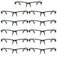 thumbnail image 1 of 11 Packs Mens Womens Unisex Square Half Frame Reading Glasses Black Spring Hinge Readers +1.00, 1 of 6