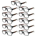 thumbnail image 1 of 11 Packs Unisex Square Frame Blue Light Blocking Computer Reading Glasses Readers for Men Women +2.00, 1 of 6