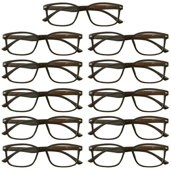 11 Packs Womens Square Frame Blue Light Blocking Computer Reading Glasses Classic Style Readers +1.00