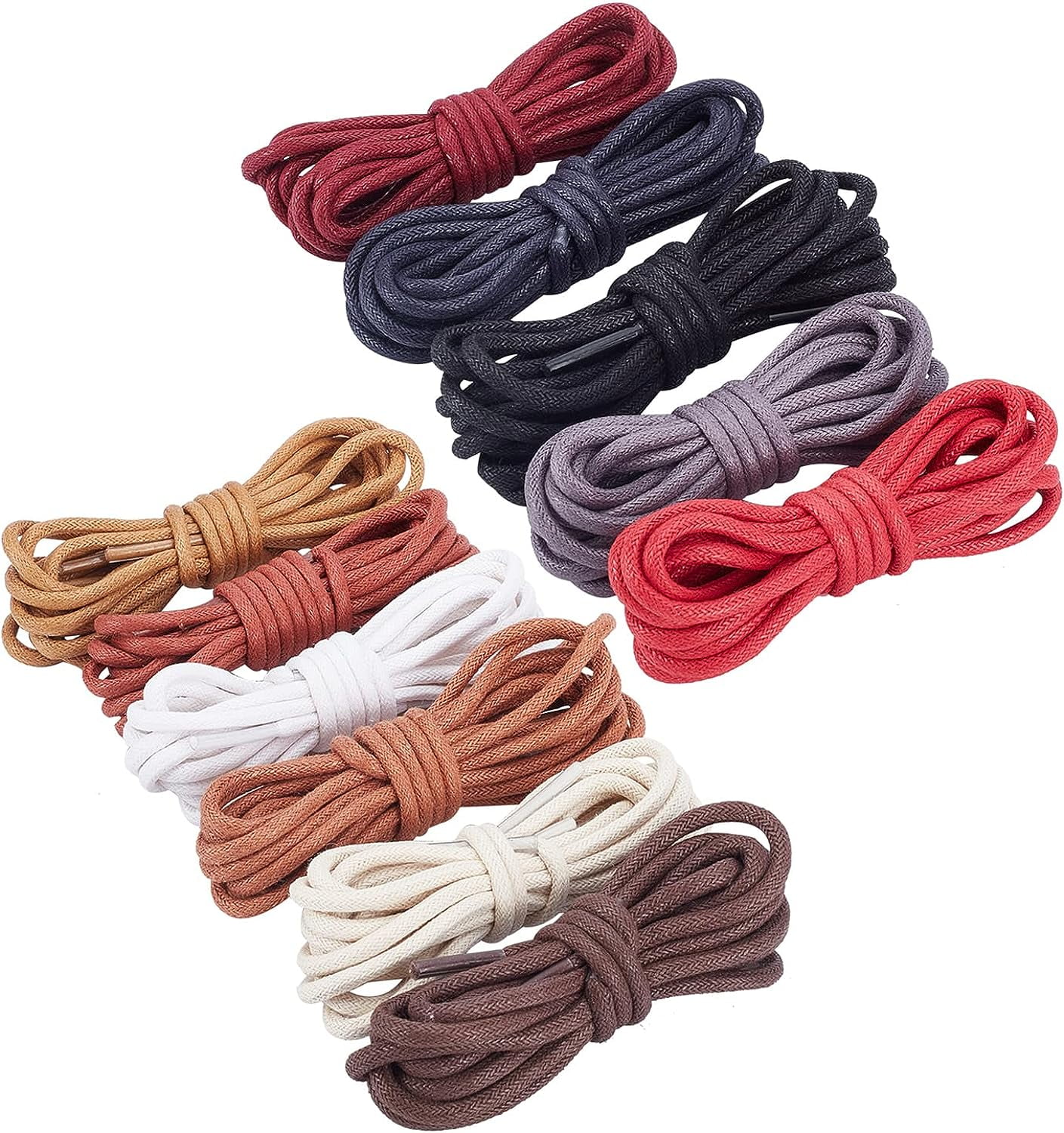 11 Pairs 45" Round Cotton Shoelaces 3mm Colored Oxford Dress Shoe Laces