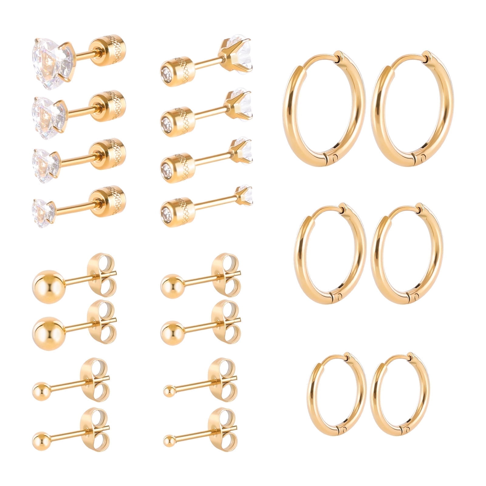 Pvé Set Nturl Dimond Mini Lightning Bolt Screw Bck Stud Errings