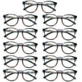 thumbnail image 1 of 11 Pairs Ladies Womens Round Big Frame Blue Light Blocking Reading Glasses Spring Hinge Readers +1.75, 1 of 6