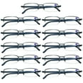 thumbnail image 1 of 11 Pairs Mens Metal Frame Rectangle Half Frame Reading Glasses Classic Readers +0.75, 1 of 6
