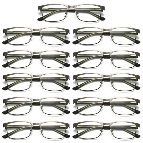 11 Pairs Mens Metal Frame Spring Hinge Blue Light Blocking Reading Glasses Readers +1.50