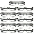 thumbnail image 1 of 11 Pairs Mens Rectangular Blue Light Blocking Reading Glasses Spring Hinge Readers +2.00, 1 of 6