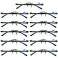 thumbnail image 1 of 11 Pairs Mens Rectangular Rimless Blue Light Blocking Reading Glasses Spring Hinge Readers +3.00, 1 of 6
