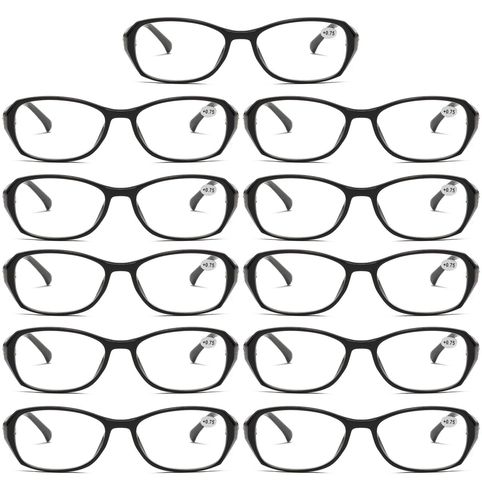 11 Pairs Womens Ladies Blue Light Blocking Reading Glasses Readers for Reading Paper work +1.25