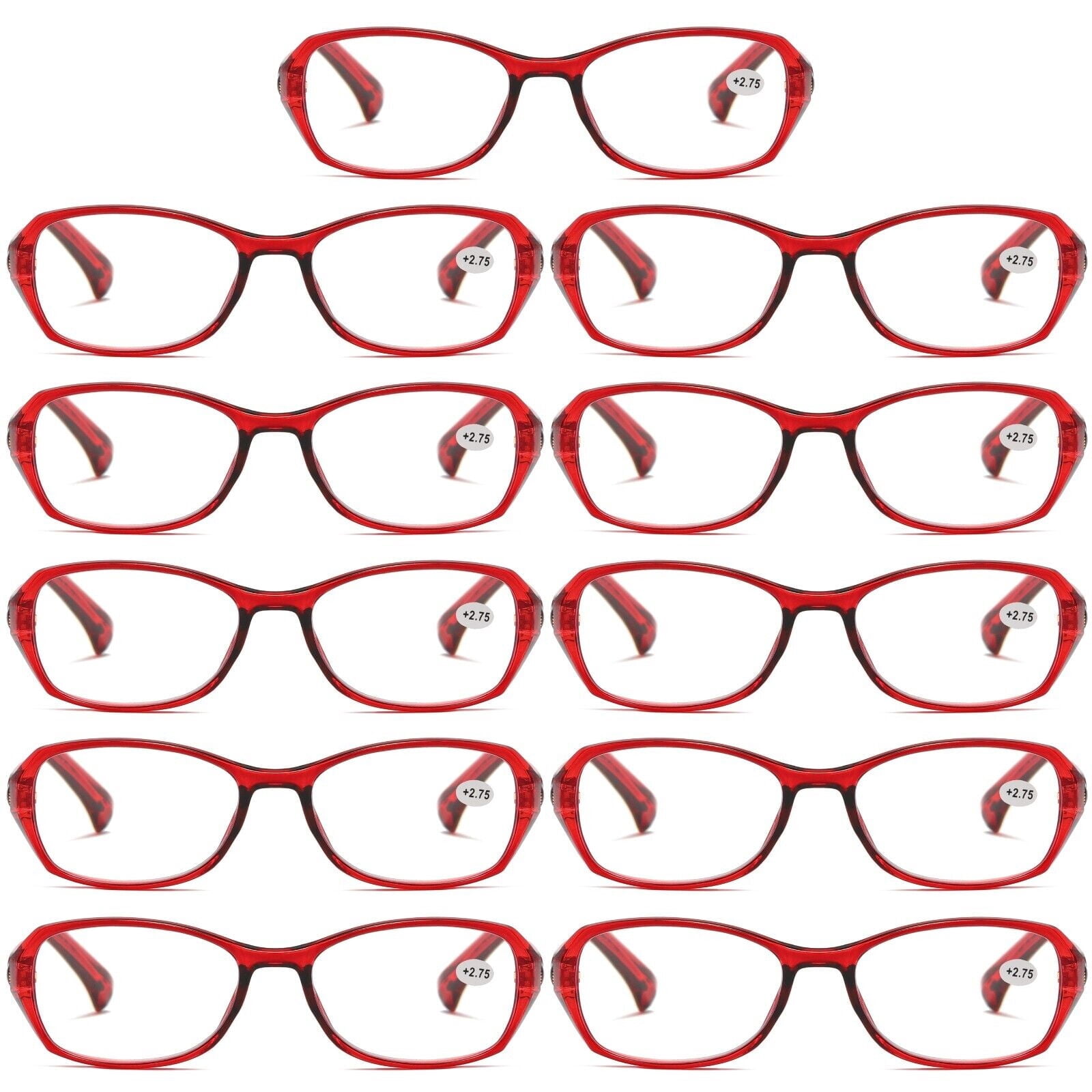 11 Pairs Ladies Blue Light Blocking Reading Glasses Red Readers for Reading Paper work