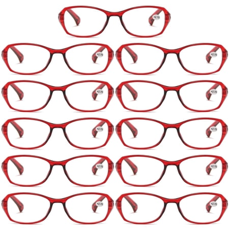 11 Pairs Ladies Blue Light Blocking Reading Glasses Red Readers for Reading Paper work