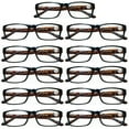 thumbnail image 1 of 11 Pairs Womens Mens Unisex Rectangular Blue Light Blocking Reading Glasses Spring Hinge Readers +1.50, 1 of 6