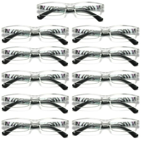 11 Pairs Womens Slim Rectangle Half Frame Blue Light Blocking Reading Glasses Readers +1.25