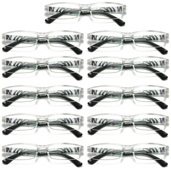11 Pairs Womens Slim Rectangle Half Frame Blue Light Blocking Reading Glasses Readers +1.25