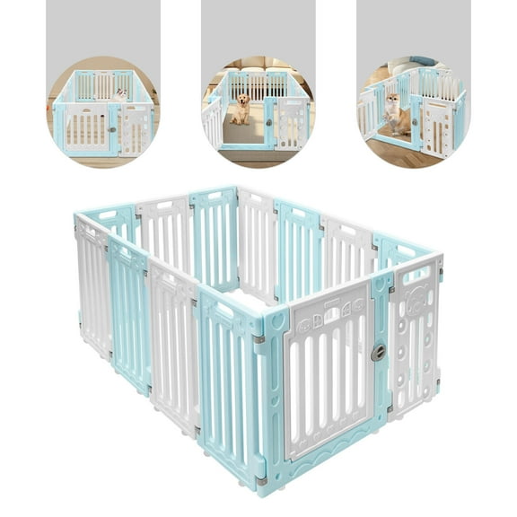 11 Panels Pet Exercise Play Playpen with Door Dog Cat Playpen Pet Safety Fence