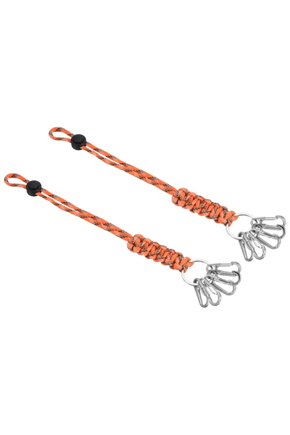 11" Paracord KeyChain with Clasps, Braided Lanyard Adjustable Length, Camo Orange 2 Pack
