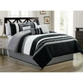 thumbnail image 1 of 11-Pc Landry Floral Scroll Paisley Embroidery Embossed Pleated Comforter Curtain Set Black Gray Off-White King, 1 of 2