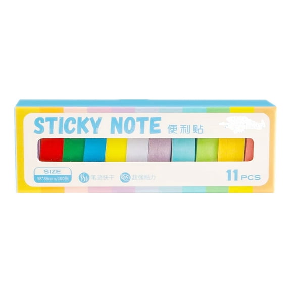 11 Pcs Aesthetic Stickier Note Memos Pad Easy to Write Simple Notepads Colorful Stickier Notes Coloured Indexes Tabs