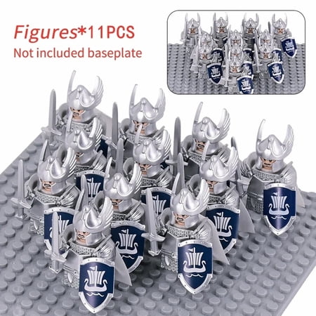 11 Pcs Build Your Own Castle World LOTR - Dwarves Elves Knights Figures Set, MOC Compatible Building Blocks with Non-Combat Props, Fans Day Gift