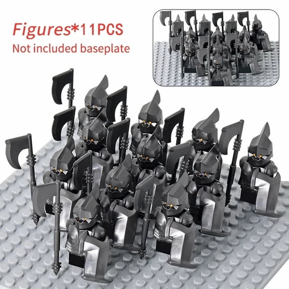 11 Pcs Build Your Own Castle World LOTR - Dwarves Elves Knights Figures Set, MOC Compatible Building Blocks with Non-Combat Props, Fans Day Gift