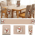 thumbnail image 1 of 11 Pcs Christmas Table Runner 71Inch, Table Mats  Chair Covers Wine Bottle Cover Set, Linen Material, Printed with Christmas Tree Snowman, Christmas Indoor Outdoor Dining Table Decoration, 1 of 6