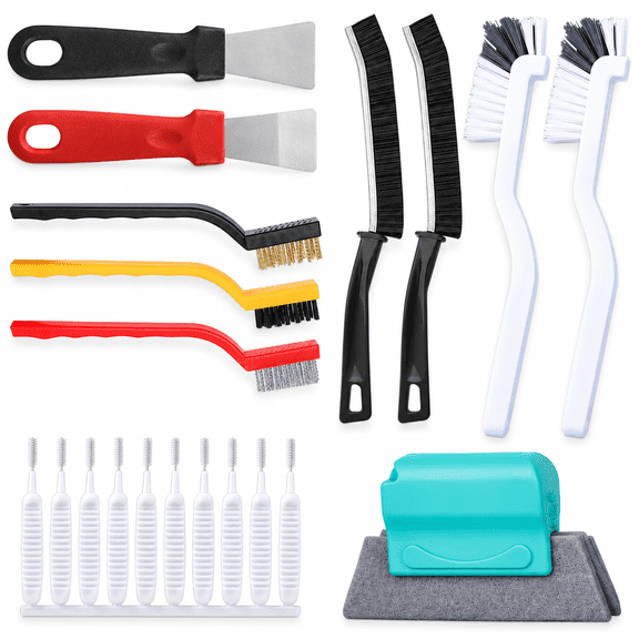 11-Piece Crevice Cleaning Brush Set, Grout, Gap and Showerhead Brushes for Kitchen and Bathroom