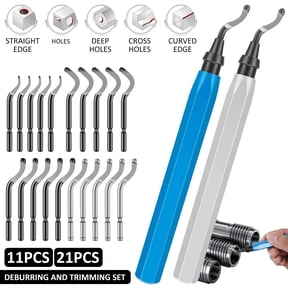 11 Pcs Deburring Tool Kit 10 HSS Extra Blades Burr Removal Hand (blue )