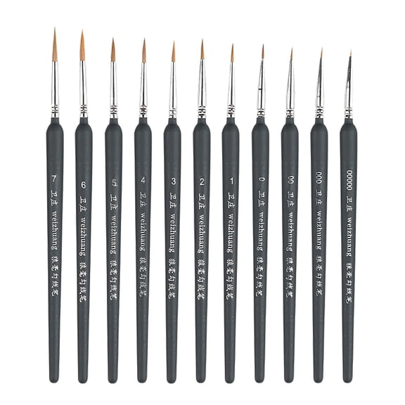 11 Pcs Detail Paint Brushes with Triangular Handles, Paint by Numbers, Miniature Paint Brush Set for Acrylic Painting, Art, Model, Face, Citadel, Figurine, Watercolor, Oil