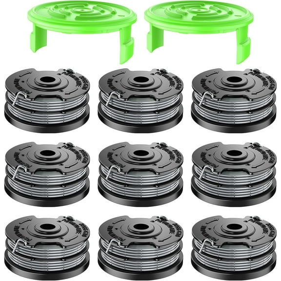 11 Pcs Dual Line String Trimmers Spools Compatible with Greenworks Model 2101602, 2101602A, STBA40B210, BST4000, 0.065" Line Replacement Spool (2900719) and Spool Cap Cover(9 Spools + 2 Caps)