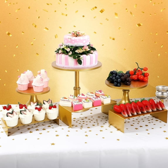 11 Pcs Gold Cake Stand Set with Cupcake Risers and Serving Tools for Dessert Table