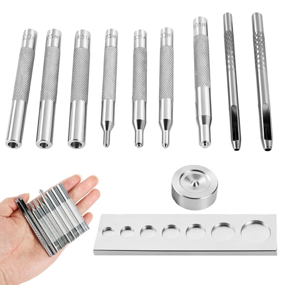 11 Pcs Hollow Leather Craft Punch Hole Tool Kit,Leather Hole Punch, Revolving Belt Hole Puncher Kit for Belts, Fabric, Dog Collars & Leather DIY Projects