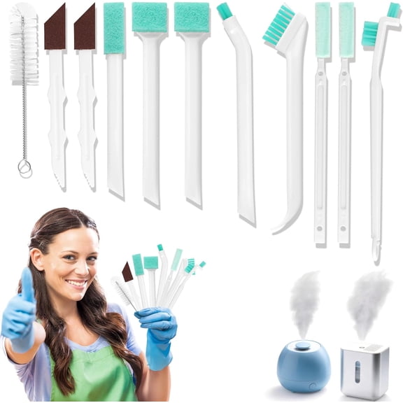 11 Pcs Humidifier Cleaner Brush Set, Crevice Cleaning Brush Small Detail Cleaning Brushes for Humidifiers, Keyboards, Tiles, Bottles & Tight Spaces | Portable Home/Travel Clean Tools