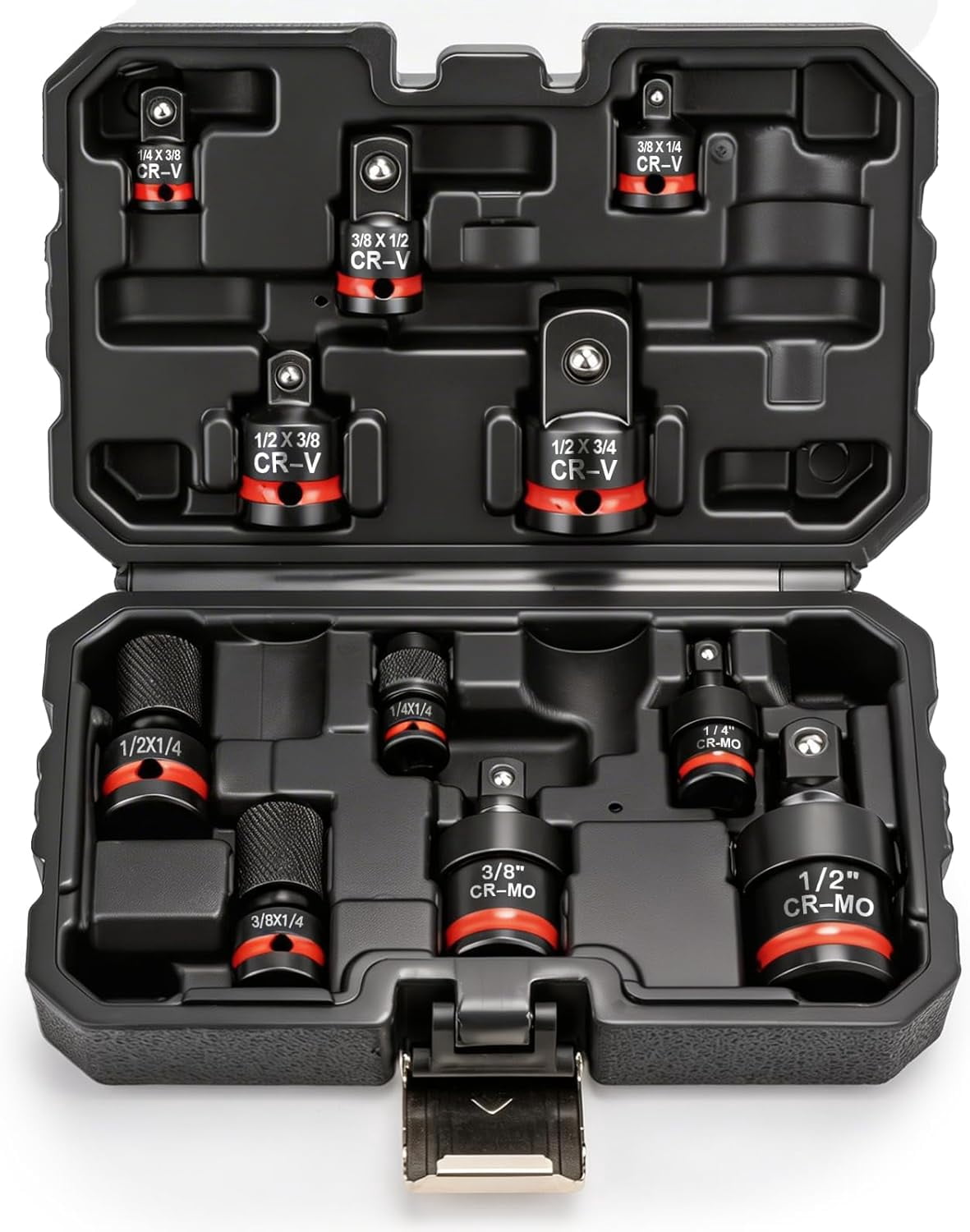 11 Pcs Impact Socket Adapter Set: Socket Adapter Set, Impact Rated Drill Socket Adapters & Extensions,1/2" 3/8" 1/4" Drive, CR-V & CR-MO Steel