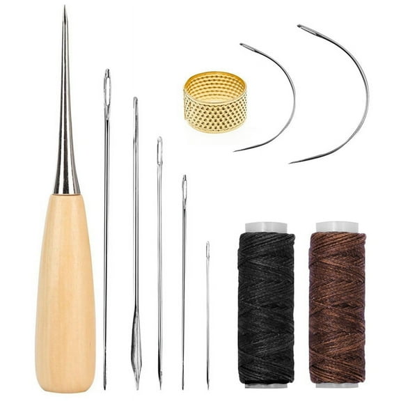 11 Pcs Leather Sewing Tool Kit, Leather Craft Stitching Sewing Kit for DIY Crafts Canvas Leather Repair