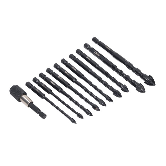 11 Pcs Masonry Drill Bit Set 5 6 8 10 12mm Cross Design Hex Shank Carbide Drill Bits for