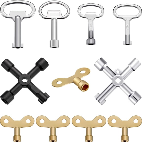 11 Pcs Multi Functional Utility Key Kit Plumbers Key 4 Ways Utility Triangle Cabinet Spanner Socket for Radiators Gas Electric Meter Boxes Faucet and Lock