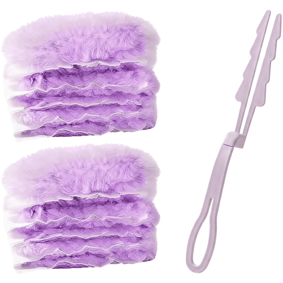 11 Pcs Purple Electrostatic Dust Duster Set, Includes 10 Refills & 1 Foldable Handle, Double-Sided Thickened Fiber Dust Cleaner, Disposable & Wash-Free, 14.6 in / 37 cm Long for Home Use