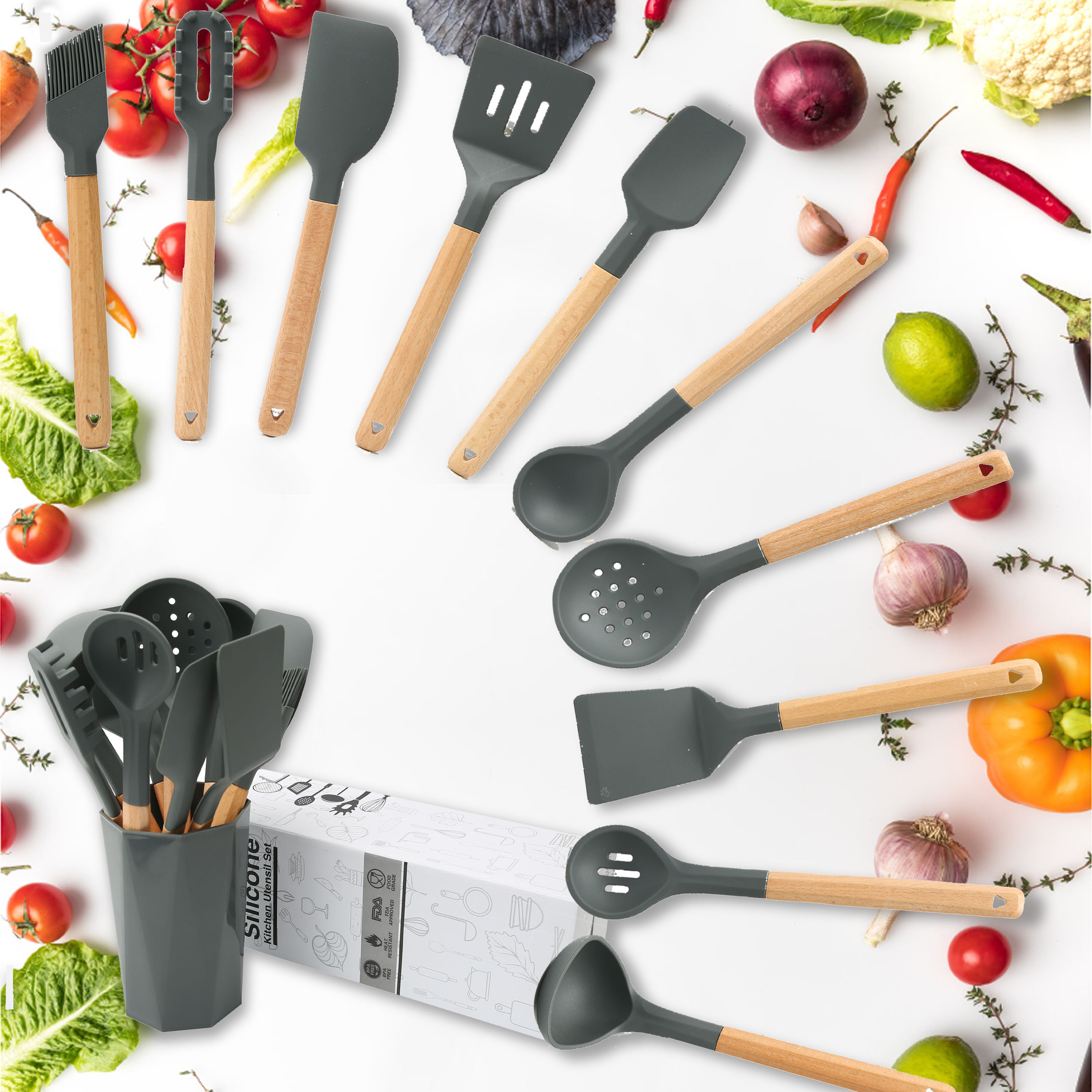 Mainstays 28Piece Plastic Kitchen Tools and Gadgets Set, Pink